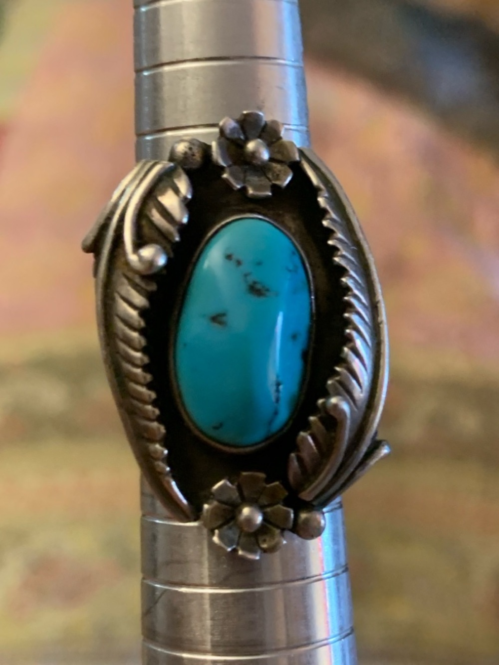 Vintage Large Navajo Sterling Turquoise Ring 8.50 grams